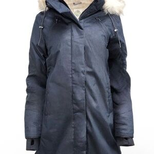 Hoodlamb new black parka with Faux Fur Hood